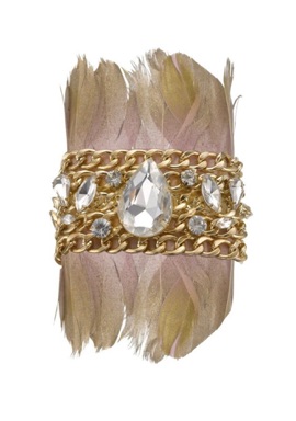 Rhinestone, chain and feather wristwear.jpg